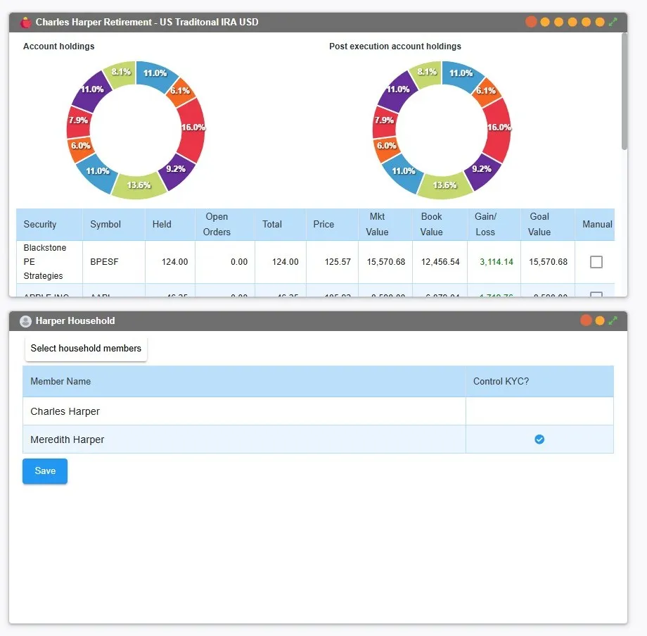 Household holdings and member view